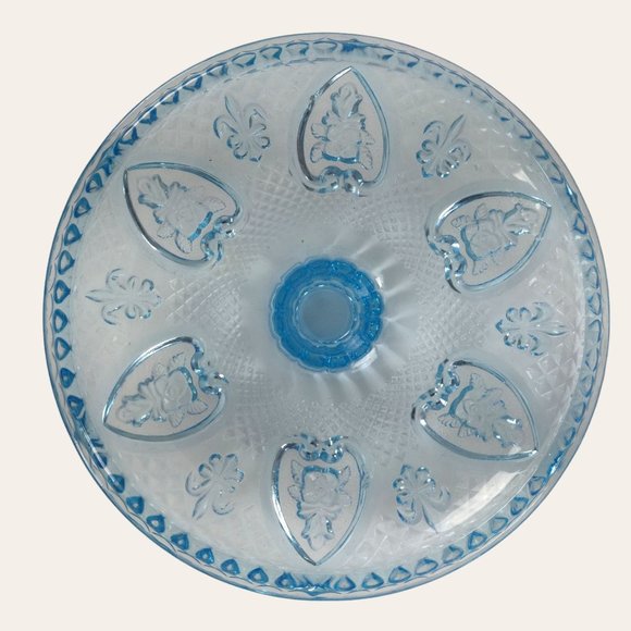 Vintage 1970s PAIR Light Blue Trinket Dish Powder Bowl Nut Candy Lidded Hearts - Picture 8 of 15